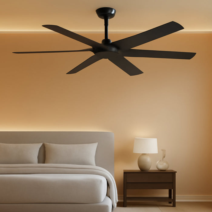 60 Inch Matte Black Ceiling Fan With Remote Included