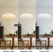 19.7In Plug in Lantern Pendant Light, White Imitation Silk Pendant Light Wabi Sabi Saucer Japanese Bubble Hanging Lamp Chandelier for Living Dinning Room Kitchen Island Bedroom 1 Pack