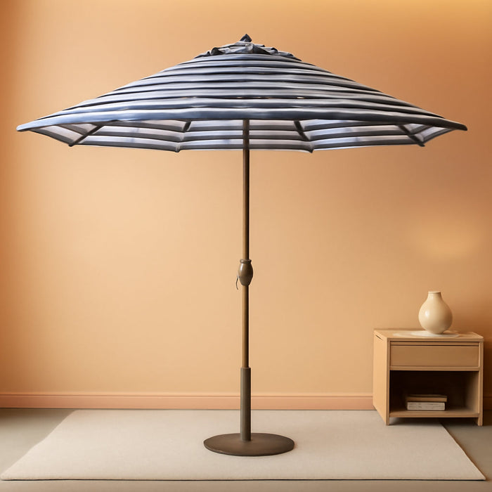 7.5 Ft Patio Umbrella, Yard Umbrella, Outdoor Market Umbrella with Push Button Tilt Crank (Blue&White)