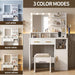 Vanity Desk with Mirror and Lights | Makeup Vanity Desk with 3 Drawers & Storage Shelves & Side Table, 3 Color Modes & Adjustable Brightness, Bedroom Furniture