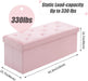 43 Inches Folding Storage Ottoman Bench, Velvet Ottoman with Storage for Living Room, Long Shoes Bench, Flannelette Footrest Benches Seat (Pink)