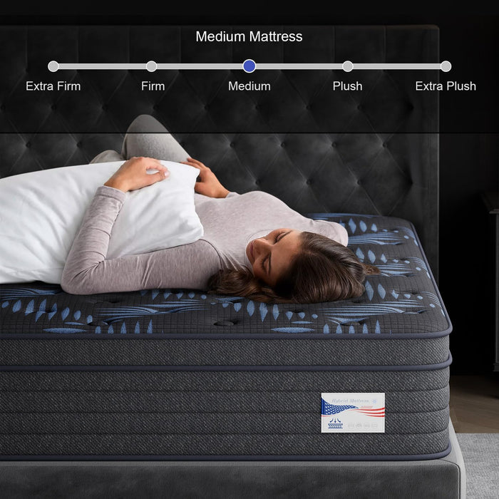 10 Inch Full Medium Firm Hybrid Mattress in a Box, Gel Foam Zoned Pocket Coils for Extra Lumbar Suppor, Certipur-Us & Oeko-Tex, 365-Night Trial for All Sleepers