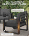 Oversized Aluminum Outdoor Furniture Set, Extra Large Patio Furniture Sofa Set 4.8” Widened Armrest & Ultra-Thick Cushions, 4 Pcs Modern Patio Sectional for Backyard, Porch, Graphite