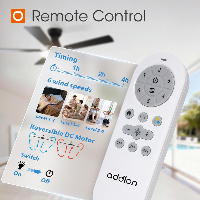Ceiling Fans with Lights, 52 Inch Flush Mount Ceiling Fan with Remote Control, Wall Remote, Reversible, 3CCT, Dimmable, Noiseless DC Motor, Black Low Profile Ceiling Fan for Bedroom, Farmhouse