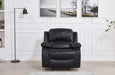 3PC Bonded Leather Reclining Sofa Chair Set Living Room Set Sofa Loveseat Glider Chair 8018 Multiple Colors (Black)