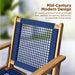 62773 Vega Natural Stain Outdoor Chair Acacia Wood Construction Hand Woven Seat Mid Century Design Comfortable Reclining Armchair Patio Lawn Garden Backyard Deck - Ecru Cording