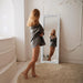 Rustic Floor Full Length Mirror Wood Frame, 56"X21" White Mirror