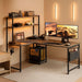 L Shaped Desk Gaming Desk with LED Light & Power Outlet, 53 Inch Reversible L Shaped Computer Desk with Shelf, Corner Desk with Storage Bag&Hook for Home Office Desk, Grey Oak