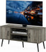 Claude Mid Century Style Wood Legs TV Stand for TV Size up to 50 Inch with Two Cabinets, French Oak