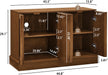 45" Mid-Century Modern Sideboard Buffet Cabinet with Fluted Doors,Credenza Storage Cabinet with Solid Wood Veneer,Seamless Base Accent Cabinet,Walnut