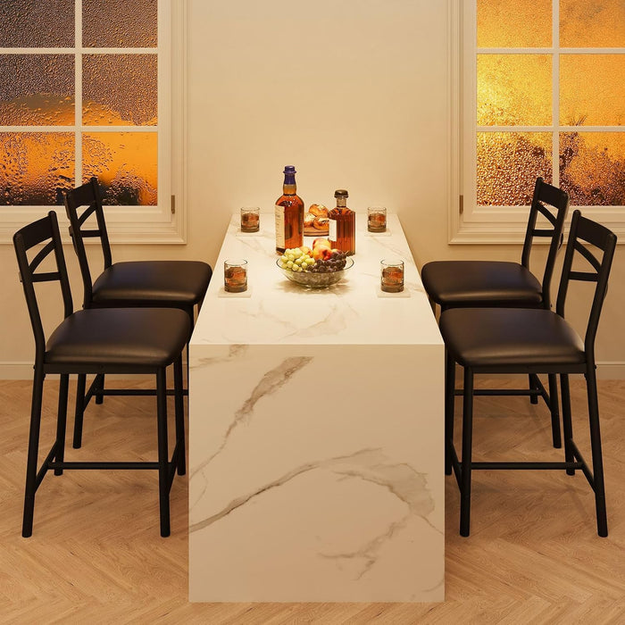 26'' Bar Stools Set of 4, Counter Stools with Back & Thick Cushion