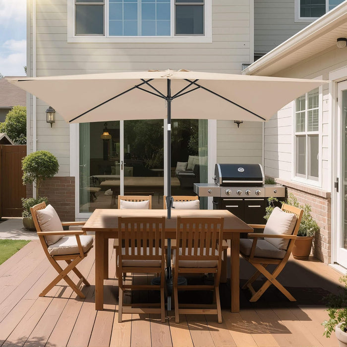 6.5 X 10 FT Rectangular Patio Umbrella - Rectangle Umbrella Outdoor with Tilt and Crank, UV Protection, Table Umbrella for Deck, Backyard, Pool and Beach, Beige