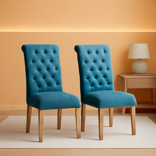 Blue Tufted Parsons Dining Chairs