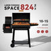 Barrel Charcoal Grill with Offset Smoker, 824 Sq. In. Cooking Area, Wooden Front Shelf, Bottom Shelf, Blow-Molded Wheels, Outdoor Charcoal Grill for Backyard Cooking, Black,Cc1831W