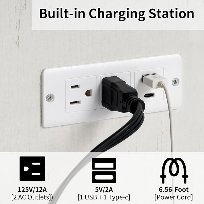 Farmhouse Murphy Bed With 900LbsCapacity Charging Station