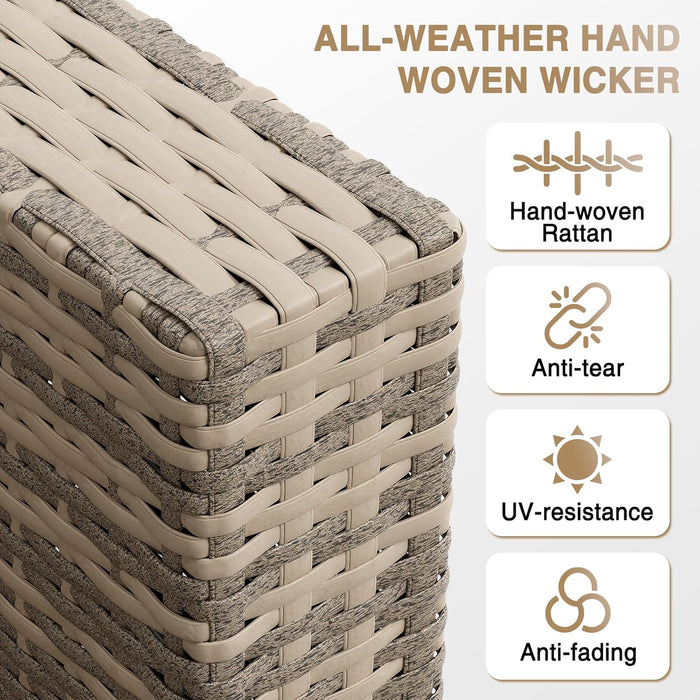 Patio Furniture Sets, 8-Piece Outdoor Patio Furniture with 44'' Propane Gas Firepit Table, Wicker Outdoor Conversation Set Sectional Sofa for Backyard, Poolside, Garden (Black Cushion)