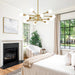 Height Adjustable Brushed Gold 12 Light Chandeliers