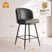 Counter Height Bar Stools Set of 2, 360° Swivel Upholstered Barstools with Backs and Metal Legs, 26" H Seat Height, Faux Leather in Black