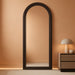Arched Full Length Mirror with Solid Wood Frame, 71"X32" Rustic Farmhouse Large Floor Mirror with Stand, Free Standing Leaning Hanging, for Bedroom Living Room Dressing Room Entryway, Brown