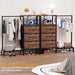 Dresser for Bedroom with Hanging Rack, 3 Drawers Closet with Charging Station, Fabric Chest of Drawers with Clothes Rack, Storage Organzier for Hallway Entryway, Brown