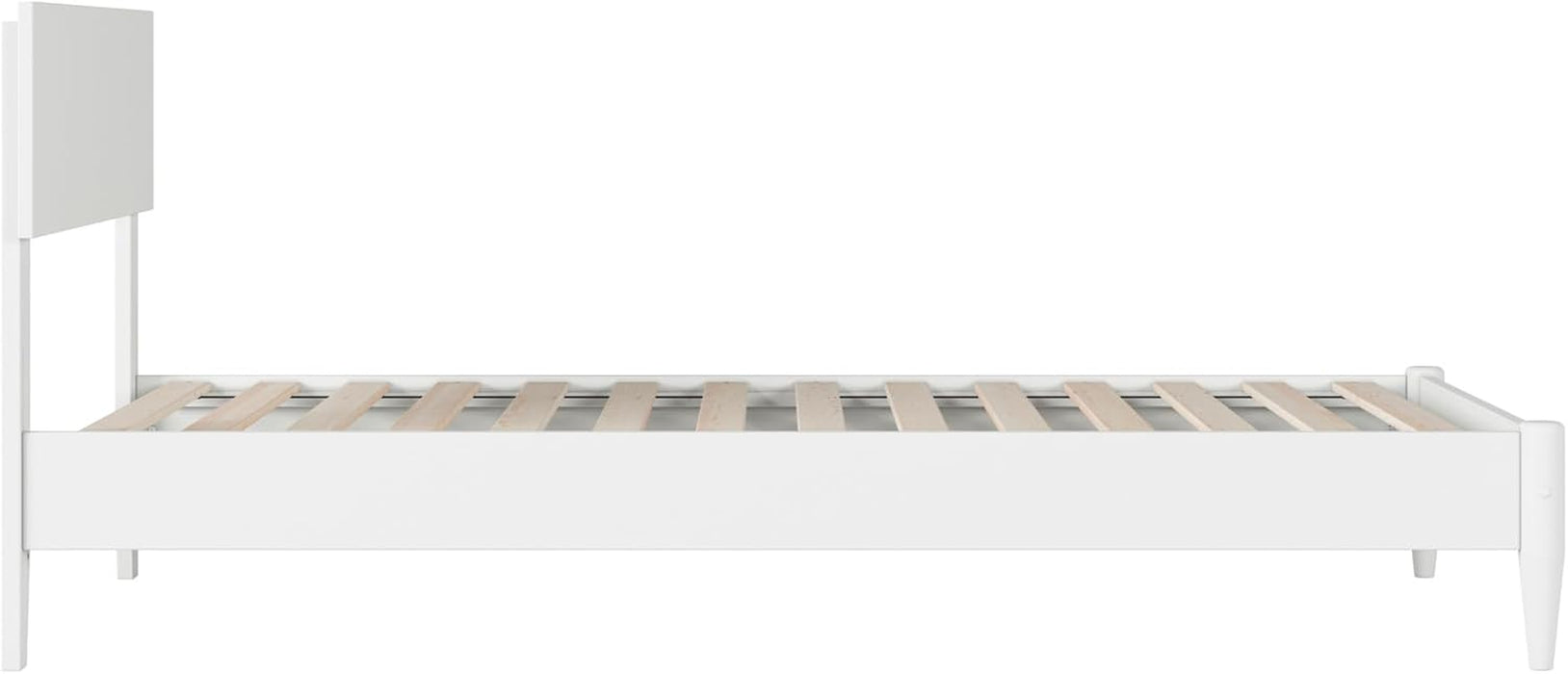 , Aria Twin Solid Wood Modern Low Profile Platform Bed, White