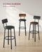 VASAGLE Bar Stools Set of 2, Barstools 29.7 Inches with Back, Modern Basic | Bar Height Stools, Bar Chairs, Steel Frame, Easy Assembly, Rustic Brown and Black, BARNET Collection ULBC069B81