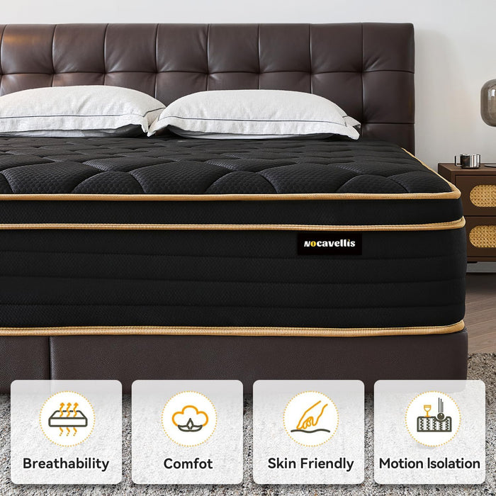Twin Mattress 10 Inch Twin Size Mattresses in a Box Spring Hybrid Twin Bed Memory Foam Mattress Comfort Breathable Fabric Cooling Gel Pressure Relief, Medium Firm