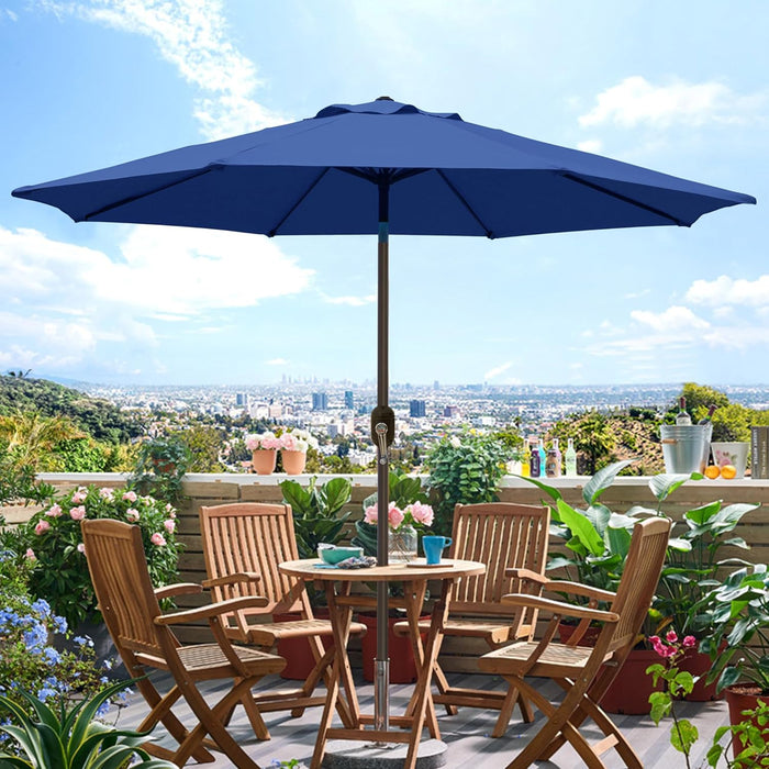 9' Outdoor Patio Umbrella, Outdoor Table Umbrella, Yard Umbrella, Market Umbrella with 8 Sturdy Ribs, Push Button Tilt and Crank