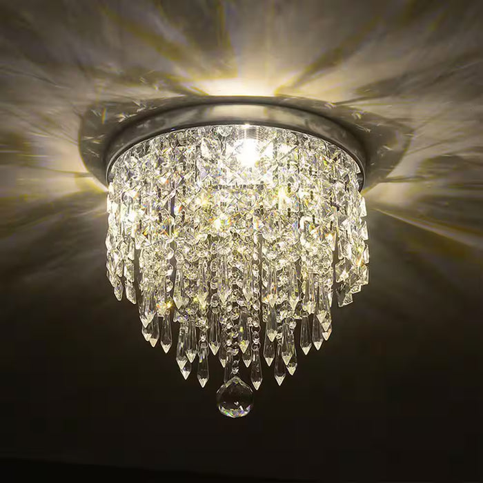 8.7 In. 3-Light Chrome Flush Mount Chandelier with K9 Crystals