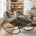 Outdoor Rocking Papasan Chair with Thick Cushion, Dark Gray