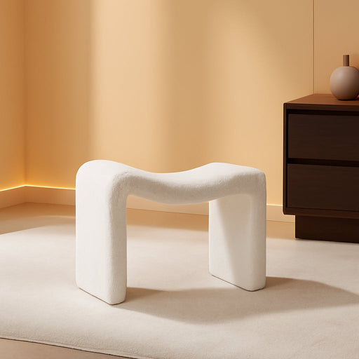 Large Footstool Ottoman, Multi-Functional Modern Foot Stool, Sofa Footrest Extra Seating for Living Room, Entryway, Hallways and Bedrooms, Large, White