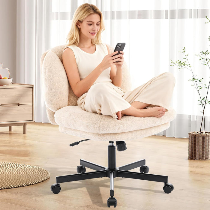 Criss Cross Chair, Cross Legged Office Chair with Wheels, Beige