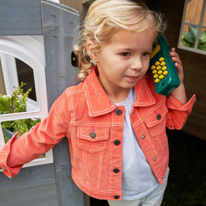 Forestview II Wooden Outdoor Playhouse with Ringing Doorbell, Bench and Kitchen