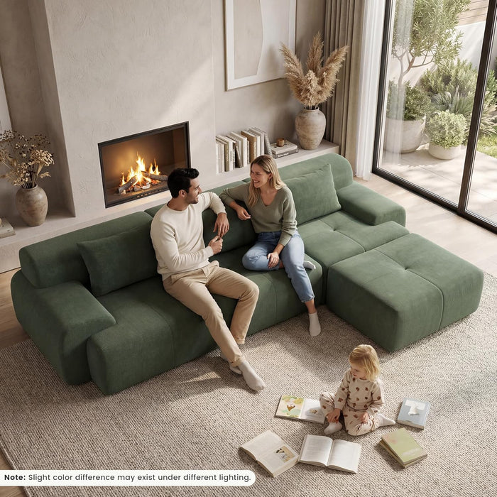 Emerald 108 Inches Overstuffed Boneless Tufted Sofa