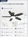 Ceiling Fans with Lights, 42 Inch Low Profile Flush Mount Ceiling Fan with Remote/App Control,Black Modern Ceiling Fan with LED Light for Bedroom Indoor Outdoor-Led Dimmable, 3CCT, 6 Speeds