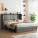 Queen Murphy Bed Grey With IntegratedCharging Station