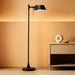 Dimmable Pharmacy Floor Lamp with Remote, 17W LED Reading Floor Lamp with 360°Swing Arm, 3 Color Temperature, Height Adjustable Black Standing Task Lamp for Living Room, Bedroom, Black