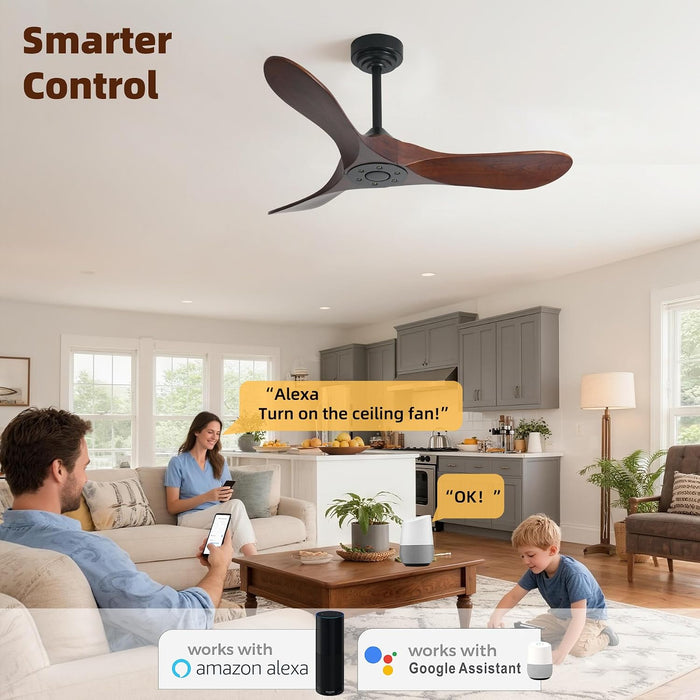 Smart 42 Inch Outdoor Ceiling Fan Alexa Remote