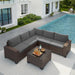 6-Piece Outdoor Patio Furniture Set, PE Wicker Rattan Sectional Sofa Conversation Set with Thickened Cushions and Coffee Table, All-Weather Patio Furniture for Garden, Backyard, Poolside, Grey