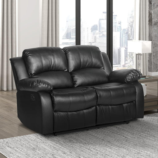 Manual Recliner Loveseat - Black Faux Leather