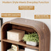 Walnut 70-Inch Freestanding Arched Bookcase Fluted Drawer