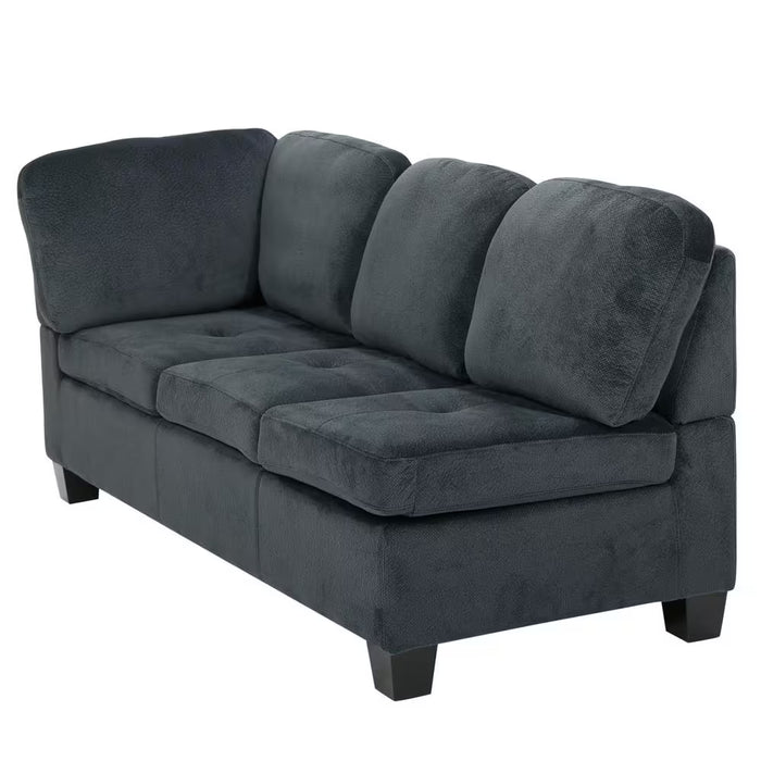 3-Piece Charcoal Fabric 6-Seater L-Shaped Sectional Sofa with Ottoman