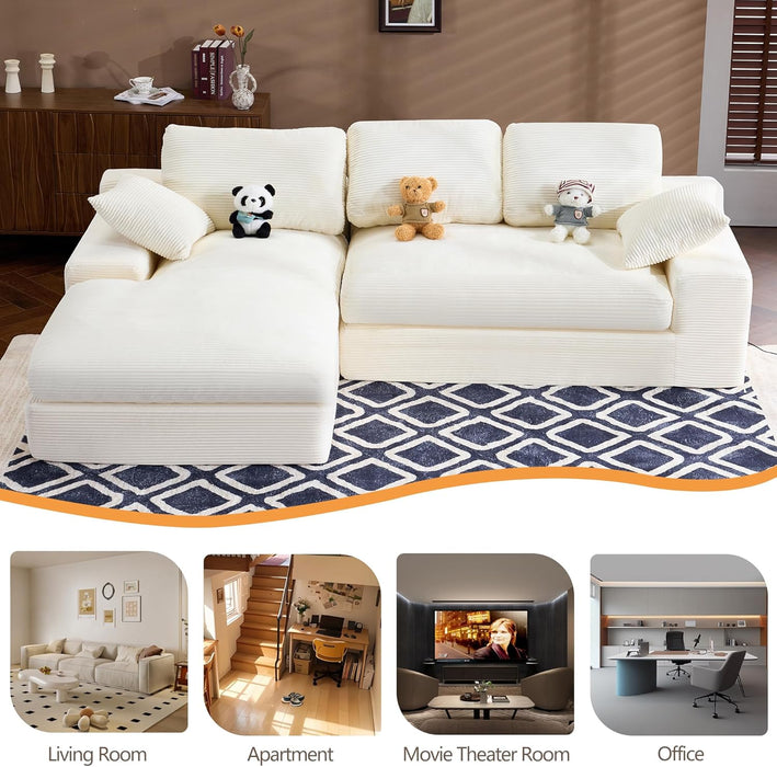 98.4Inch Cloud Modular Sectional Sofa Beige Chaise