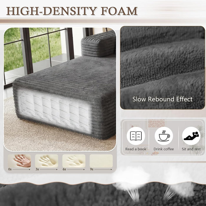 Grey NinetyFiveInch Upholstered Corduroy Sleeper Sofa