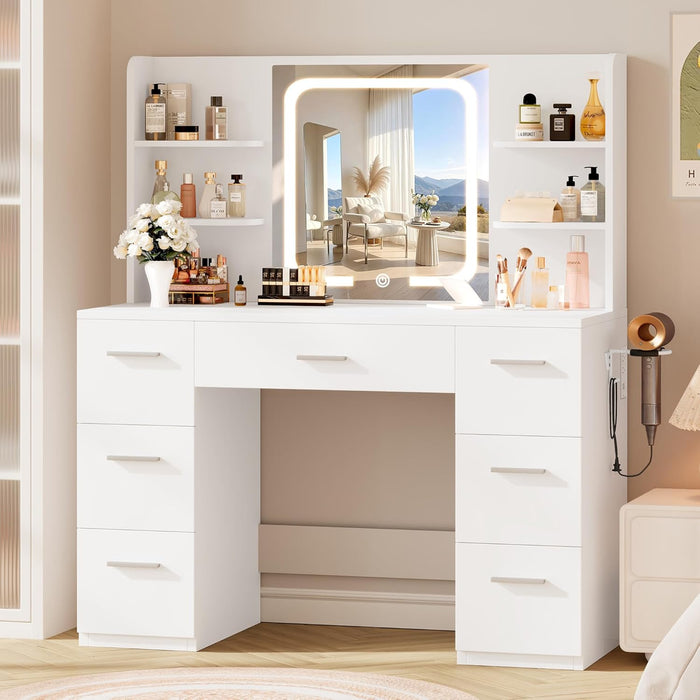 FortyThreeInch Vanity Desk With Integrated ChargingStation