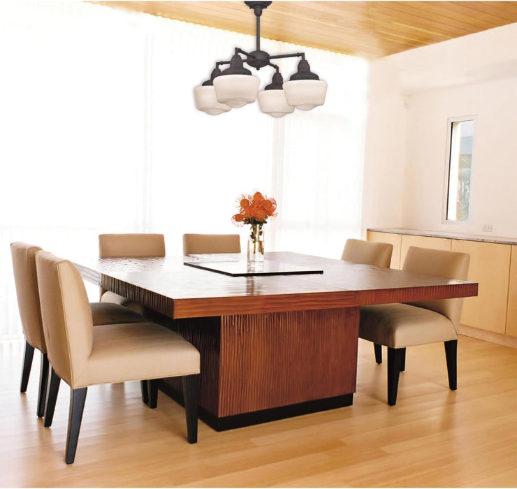 Oil Rubbed Bronze Four Light Convertible Chandelier