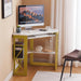 Corner Computer Desk 41 X 30 Inches with Smooth Keyboard & Storage Shelves for Home Office Workstation,White & Gold