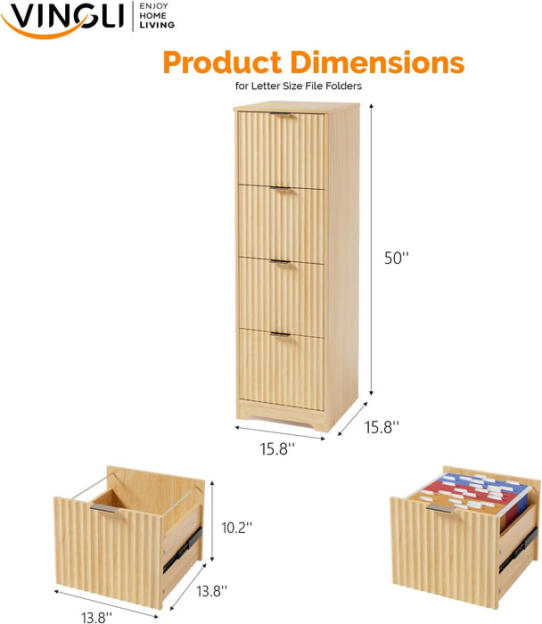 Contemporary Oak Filing Cabinet Featuring Four Drawers
