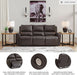 Boxmere Modern Leather Match Power Reclining Sofa with USB Ports, Dark Brown