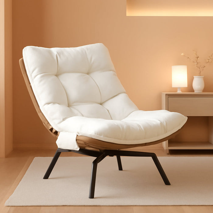 Outdoor Rattan Swivel Chair,Nature Wicker Patio Rotating Chair with Beige Thickened Cushion and Side Pocket,360° Rotation Patio Lounge Chairs for Living Room Bedroom Backyard Balcony